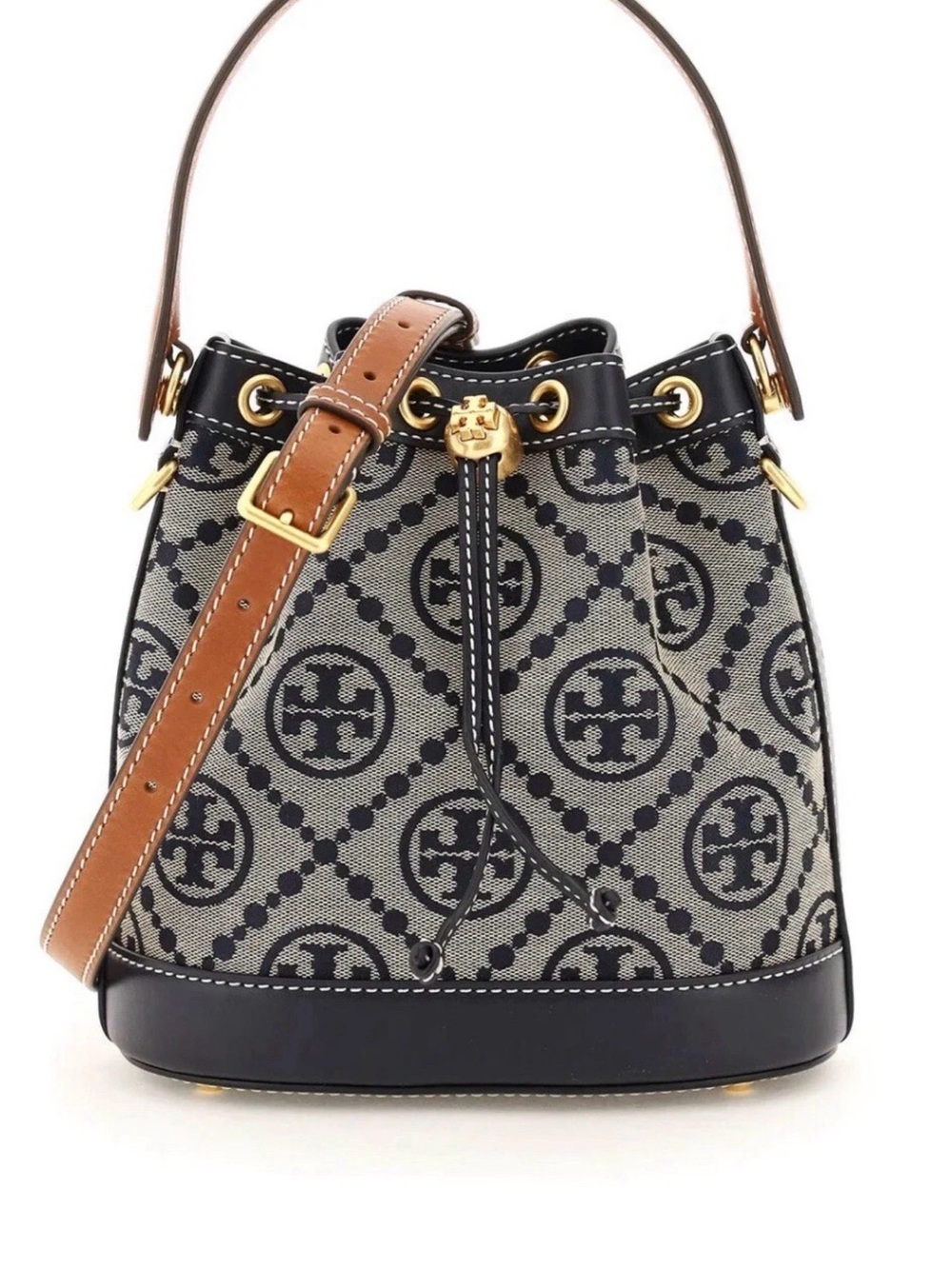 NWOT Tory Burch Dust Bag/Box Included Jacquard Drawstring Bucket Bag - Picture 1 of 5